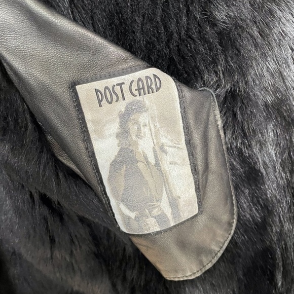 Post Card womens black long shearling lamb‎ coat Size 10 - Picture 8 of 12